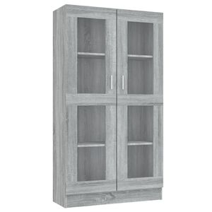 vidaXL Armoire &agrave; vitrine Sonoma gris 82,5x30,5x150cm Bois d'ing&eacute;nierie