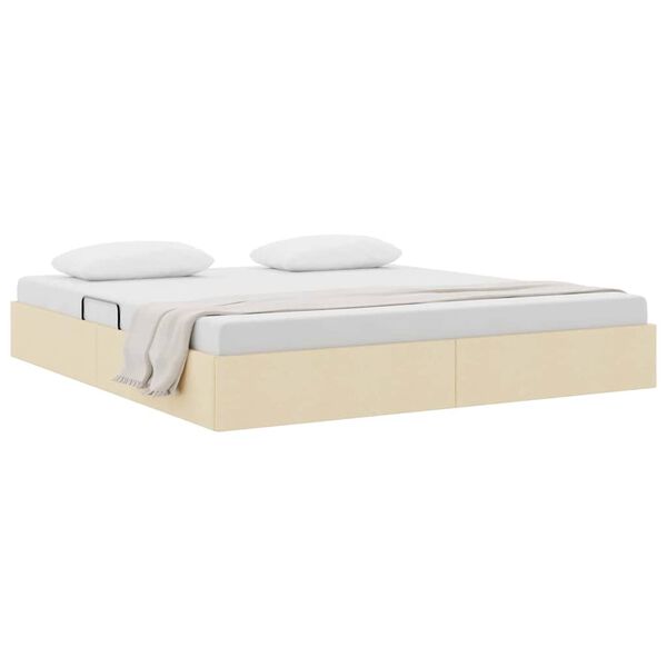 vidaXL Lit de Rangement avec t&ecirc;te de lit Cr&egrave;me 180 x 200 cm tissu