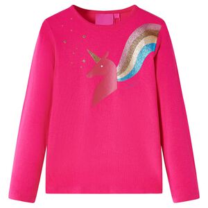 vidaXL T-shirt enfants &agrave; manches longues rose vif 92