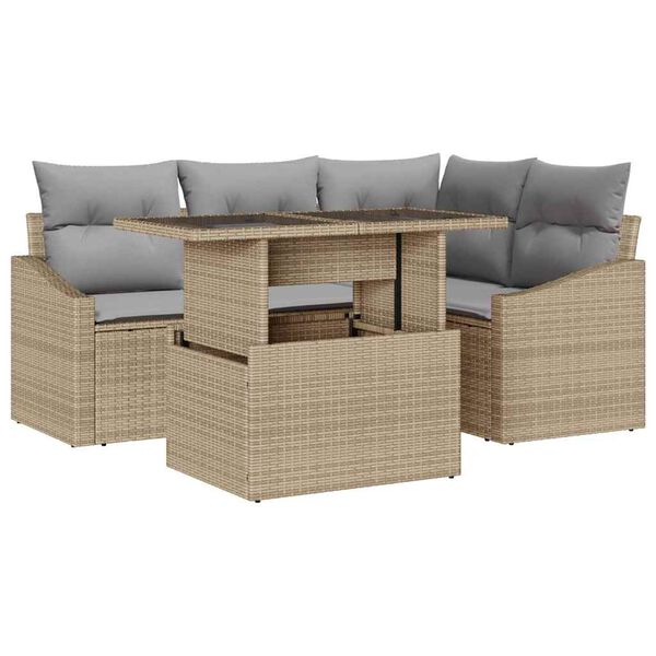 vidaXL Ensemble de canap&eacute; de jardin 5 pcs beige et gris clair