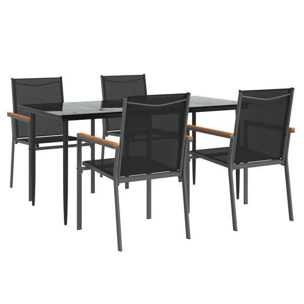 vidaXL Ensemble à manger de jardin 5 pcs noir textilène et acier
