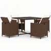 vidaXL Ensemble &agrave; d&icirc;ner de jardin avec coussins 5 pcs poly rotin brun