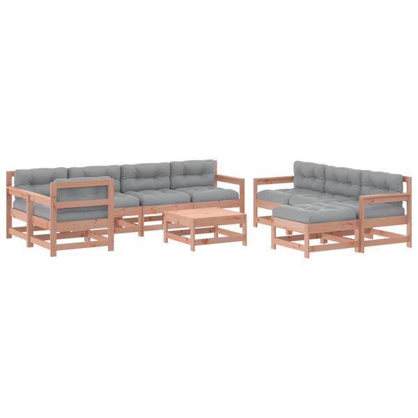 vidaXL Salon de jardin 10 pcs avec coussins bois massif douglas