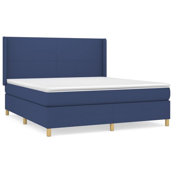 vidaXL Sommier &agrave; lattes de lit avec matelas Bleu 180x200 cm Tissu