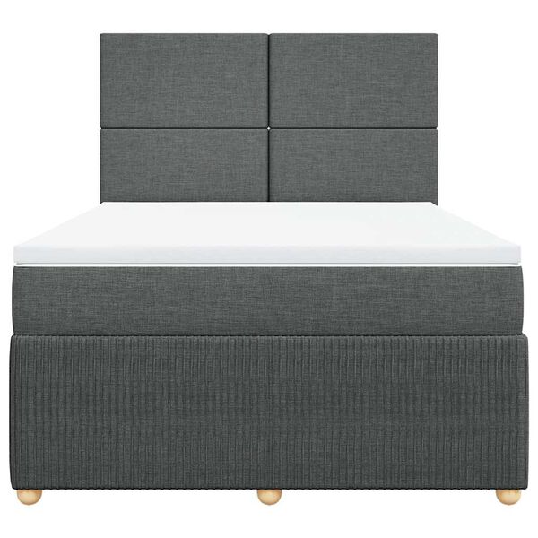 vidaXL Sommier &agrave; lattes de lit avec matelas Gris fonc&eacute; 140x190cm Tissu