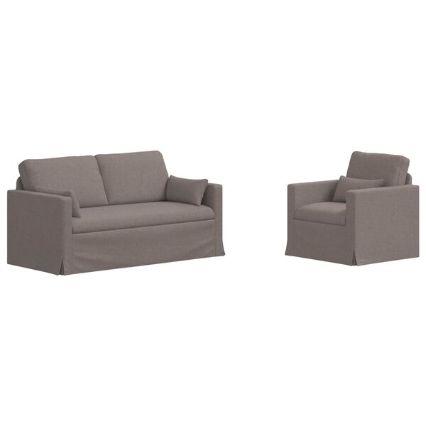 vidaXL Canap&eacute; 2 pcs Taupe 158 x 78 x 80 cm tissu