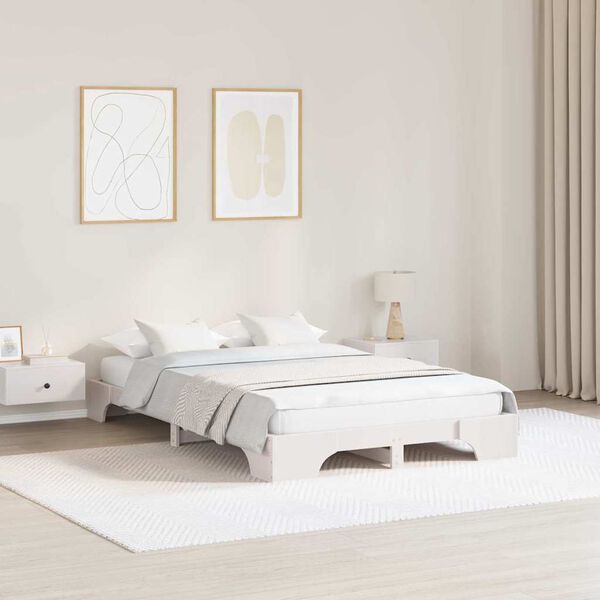 vidaXL Cadre de lit Blanc 135 x 190 cm Pin massif