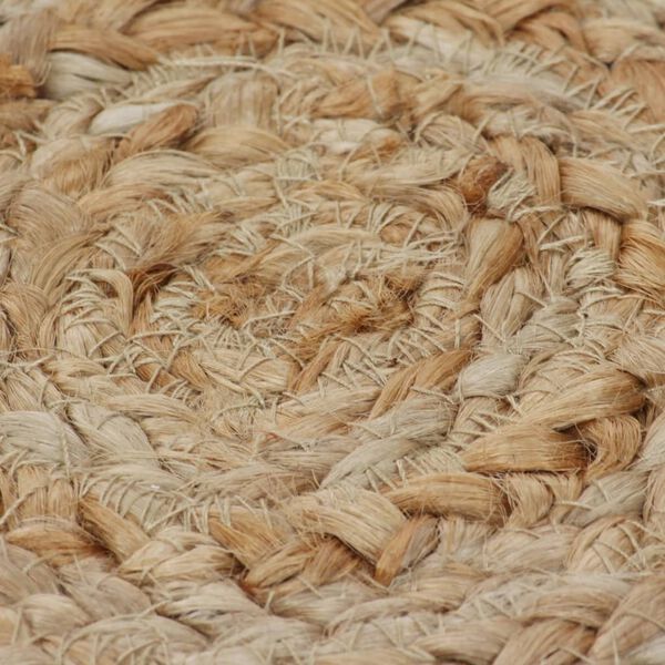 vidaXL Tapis Jute design tress&eacute; 90 cm rond