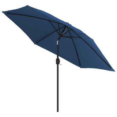 vidaXL Parasol d'extérieur avec LED et mât en acier 300 cm Azuré