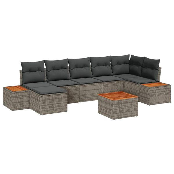 vidaXL Ensemble de canap&eacute; de jardin 8 pcs Gris Poly Rattan