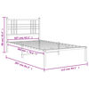 vidaXL Cadre de lit m&eacute;tal sans matelas et t&ecirc;te de lit blanc 107x203 cm
