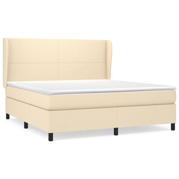 vidaXL Sommier &agrave; lattes de lit avec matelas Cr&egrave;me 180x200 cm Tissu