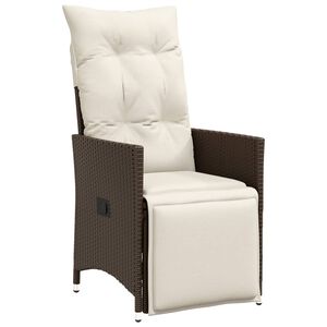 vidaXL Chaise inclinable de jardin avec coussins marron r&eacute;sine tress&eacute;e