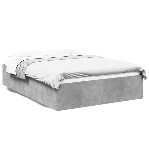 vidaXL Cadre de lit sans matelas gris béton 135x190 cm
