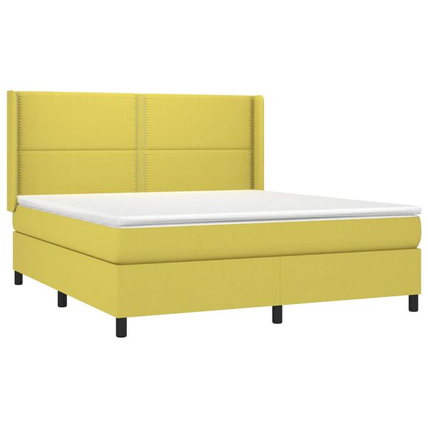 vidaXL Sommier &agrave; lattes de lit matelas LED Vert 160x200 cm Tissu