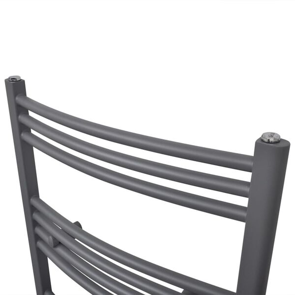 vidaXL S&egrave;che-serviettes eau chaude &agrave; rails incurv&eacute;s gris 480 x 480 mm