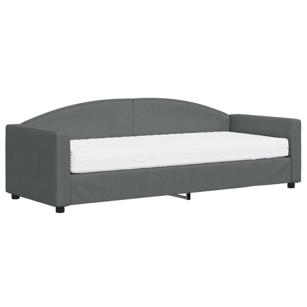 vidaXL Lit de jour avec matelas gris fonc&eacute; 80x200 cm tissu