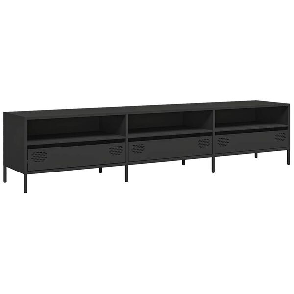 vidaXL Meuble TV noir 202x39x43,5 cm acier lamin&eacute; &agrave; froid