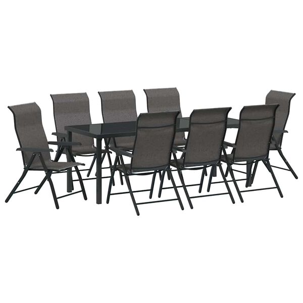vidaXL Ensemble de salle &agrave; manger pour jardin 9 pcs Gris