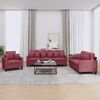 vidaXL Ensemble de canap&eacute;s 3 pcs avec coussins rouge bordeaux tissu