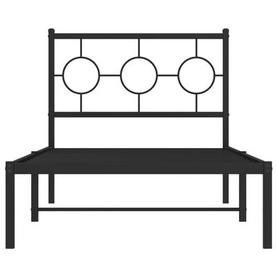 vidaXL Cadre de lit métal sans matelas avec tête de lit noir 90x190 cm