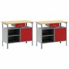 vidaXL Ensemble d'établi Réglable 2 pcs Rouge 200 x 55 x 85 cm Acier