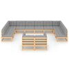 vidaXL Salon de jardin 12 pcs avec coussins Bois de pin massif