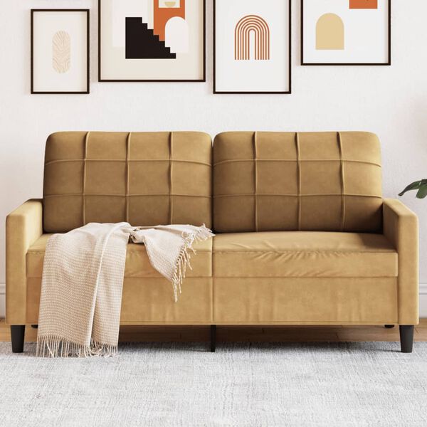 vidaXL Canap&eacute; &agrave; 2 places Marron 140 cm Velours