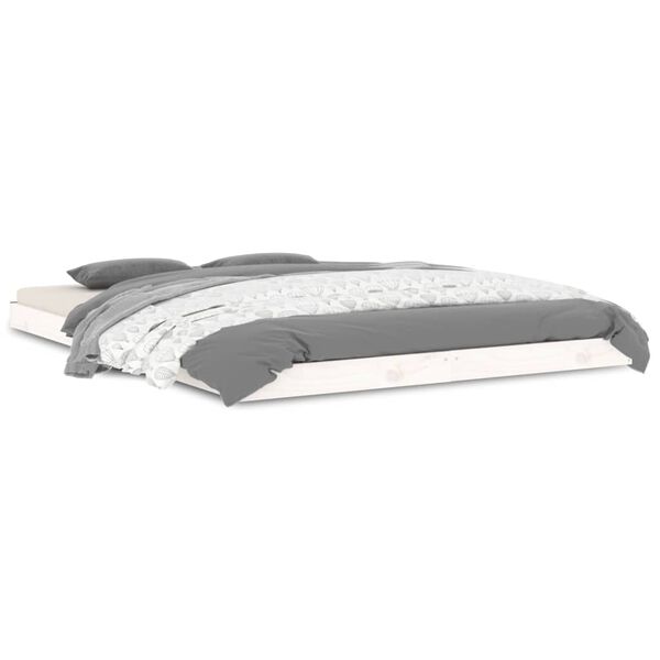 vidaXL Cadre de lit sans matelas blanc 135x190 cm bois de pin massif