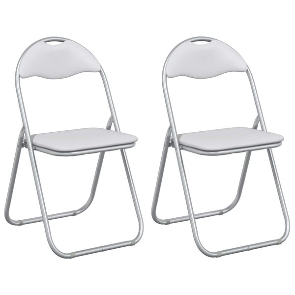 vidaXL Chaise pliante 2 pcs Blanc et Gris 48 x 43,5 x 81 cm