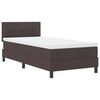 vidaXL Lit &agrave; ressorts avec bandes LED Marron fonc&eacute; 90 x 200 cm tissu