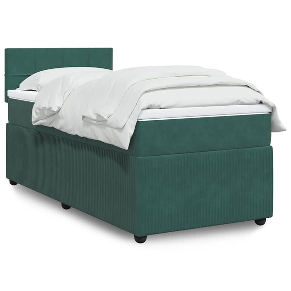 vidaXL Sommier à lattes de lit avec matelas Vert foncé 100x200 cm