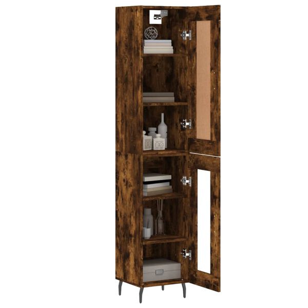 vidaXL Buffet haut Ch&ecirc;ne fum&eacute; 34,5x34x180 cm Bois d'ing&eacute;nierie