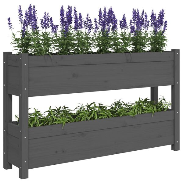 vidaXL Jardinière Gris 112x25x66 cm Bois massif de pin