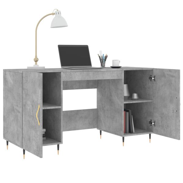 vidaXL Bureau gris b&eacute;ton 140x50x75 cm bois d'ing&eacute;nierie