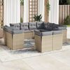 vidaXL Salon de jardin 11 pcs avec coussins beige r&eacute;sine tress&eacute;e