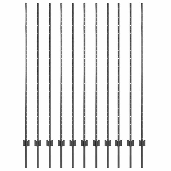 vidaXL Poteau de cl&ocirc;ture. 11 pcs Gris 160 cm Acier