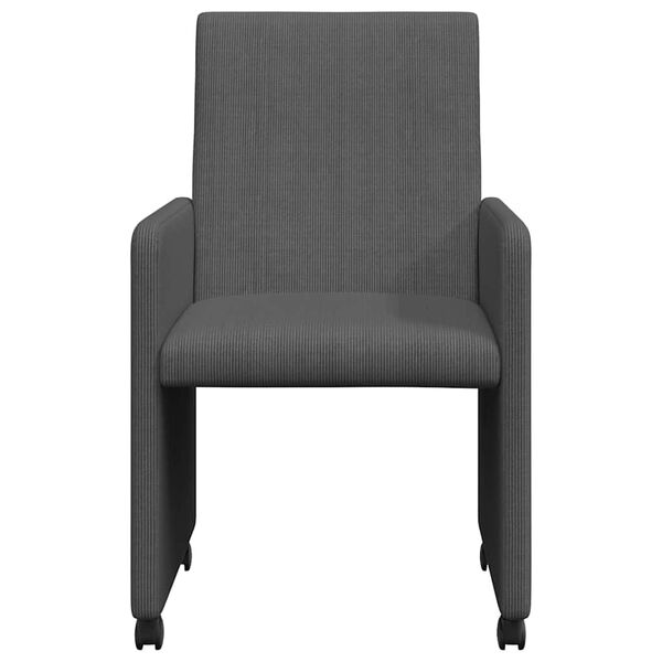 vidaXL Chaises de Salle &agrave; Manger avec Roues 2 pcs Gris fonc&eacute;