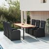 vidaXL Ensemble à manger de jardin coussins 7pcs Noir Résine tressée