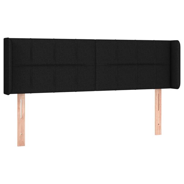 vidaXL T&ecirc;te de lit avec oreilles Noir 147x16x78/88 cm Tissu