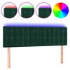 vidaXL T&ecirc;te de lit &agrave; LED Vert fonc&eacute; 144x5x78/88 cm Velours