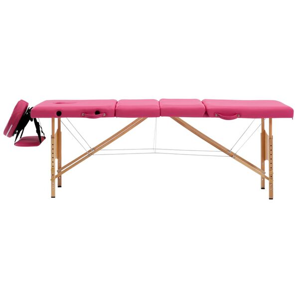 vidaXL Table de massage pliable 4 zones Bois Rose