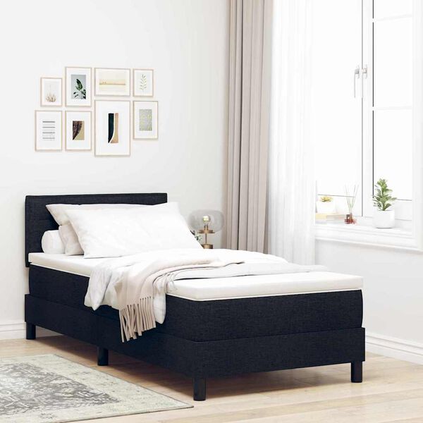 vidaXL Lit &agrave; ressorts avec matelas avec LED Noir 90 x 200 cm tissu