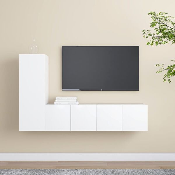vidaXL Ensemble de meubles TV 3 pcs Blanc Bois d'ing&eacute;nierie