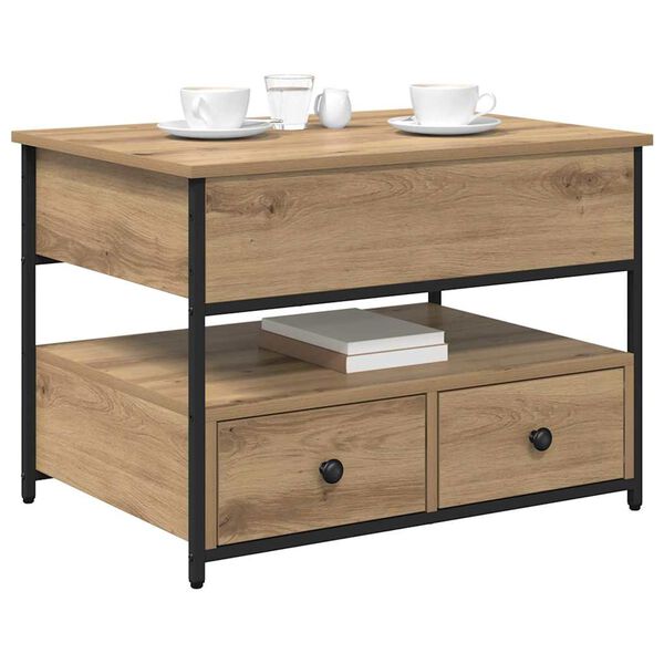 vidaXL Table basse Ch&ecirc;ne artisanal 70 x 50 x 54.5 cm Bois d'ing&eacute;nierie