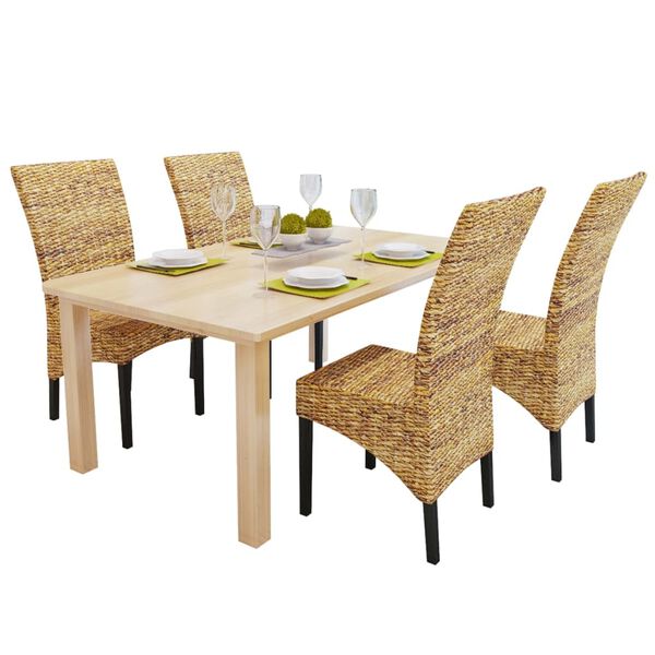 vidaXL Chaises à manger lot de 4 bois solide de manguier et abaca