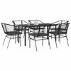 vidaXL Ensemble &agrave; manger de jardin coussins 7pcs noir poly rotin verre