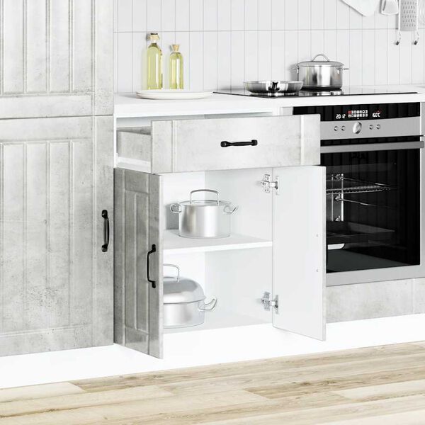 vidaXL Armoire de cuisine Lucca gris b&eacute;ton bois ing&eacute;nierie