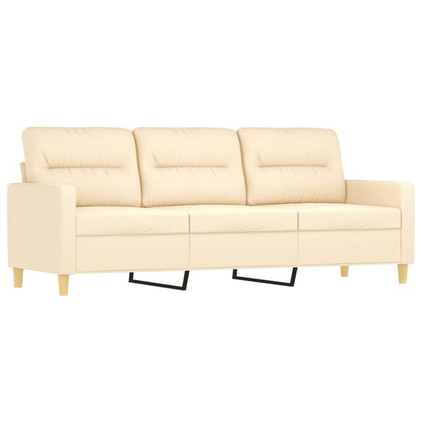 vidaXL Canap&eacute; &agrave; 3 places avec repose-pieds Cr&egrave;me 180 cm Tissu