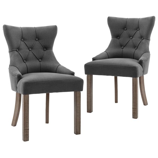vidaXL Chaises &agrave; manger lot de 2 gris tissu